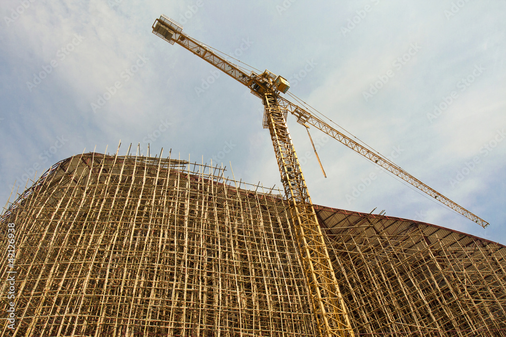 Wunschmotiv: bamboo scaffolding in construction site #42126938