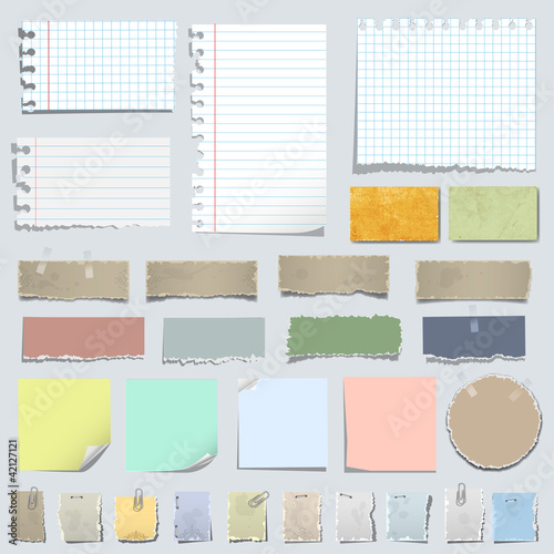 Vector set of various notes paper