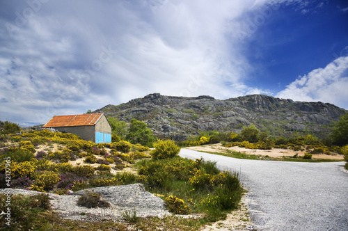 Barn in mountains