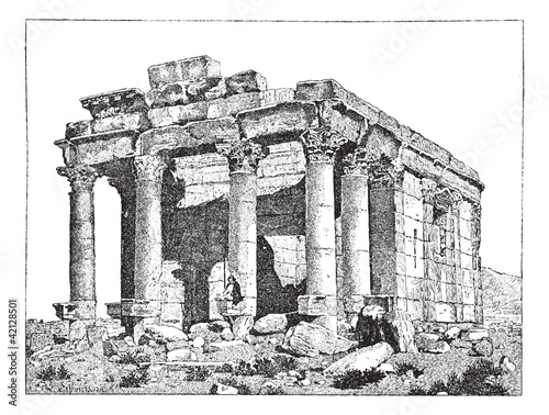 Temple of Diocletian, Palmyra, Syria, vintage engraving.