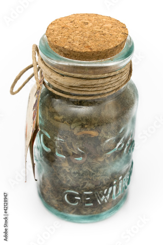 Spices in glass bottles