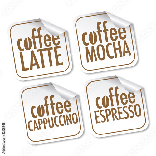 Latte, Mocha, Cappuccino and Espresso stickers