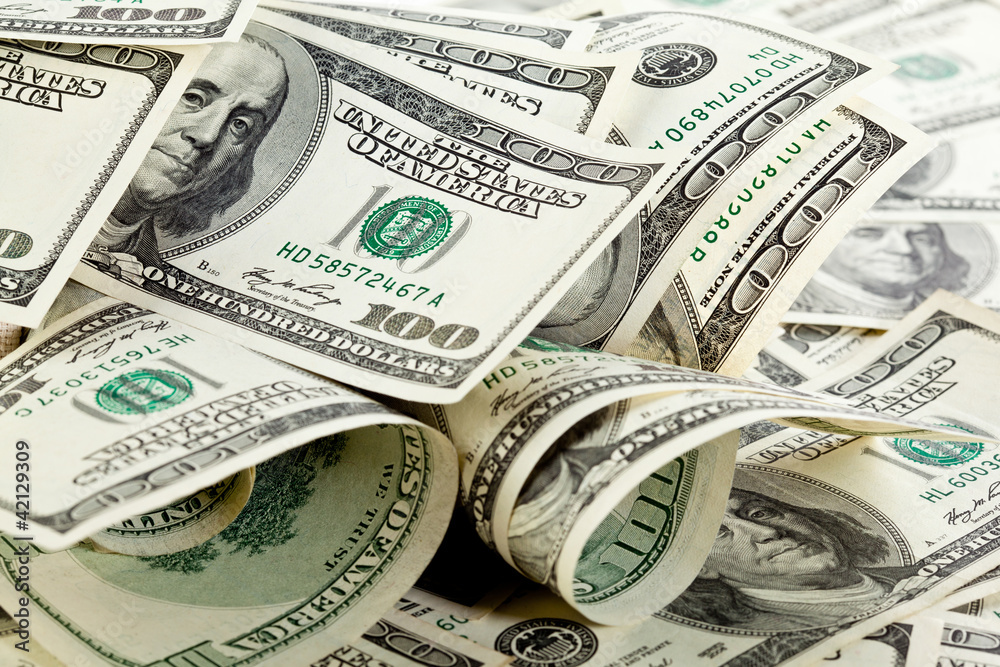 Fototapeta premium Many dollar banknotes