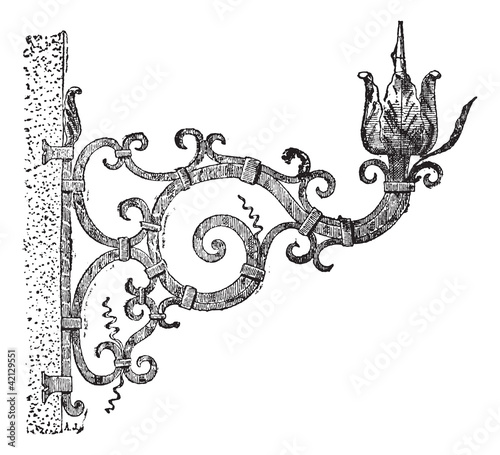 Italian torchiere, vintage engraving.