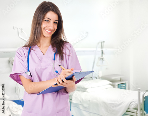 Smiling nurse at work