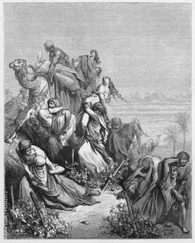 The Benjaminites take the virgins of Jabesh-gilead