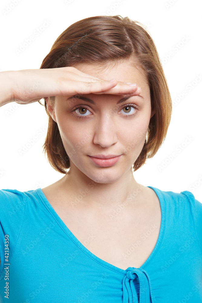 Frau schaut in die Ferne Stock Photo Adobe Stock