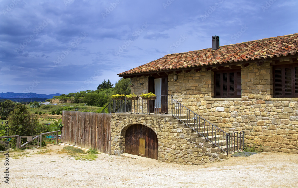 Large stone house, in the valleys of Catalonia Large stone house, in the valleys of Catalonia