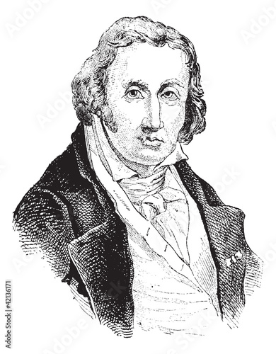 Joseph Marie Charles or Jacquard, vintage engraving.
