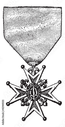 Cross of the Order of Saint-Louis, vintage engraving