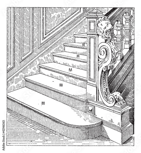 Steps, vintage engraving