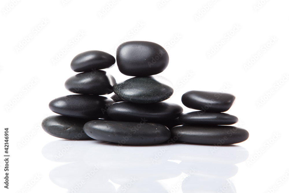 Black stones isolated on white background Black stones isolated on white background