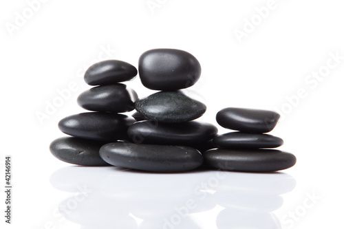 Black stones isolated on white background