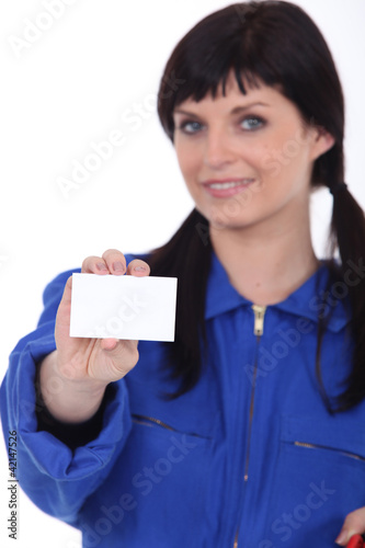 craftswoman showing card