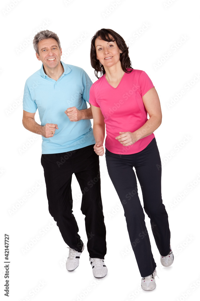 Mature fitness couple running