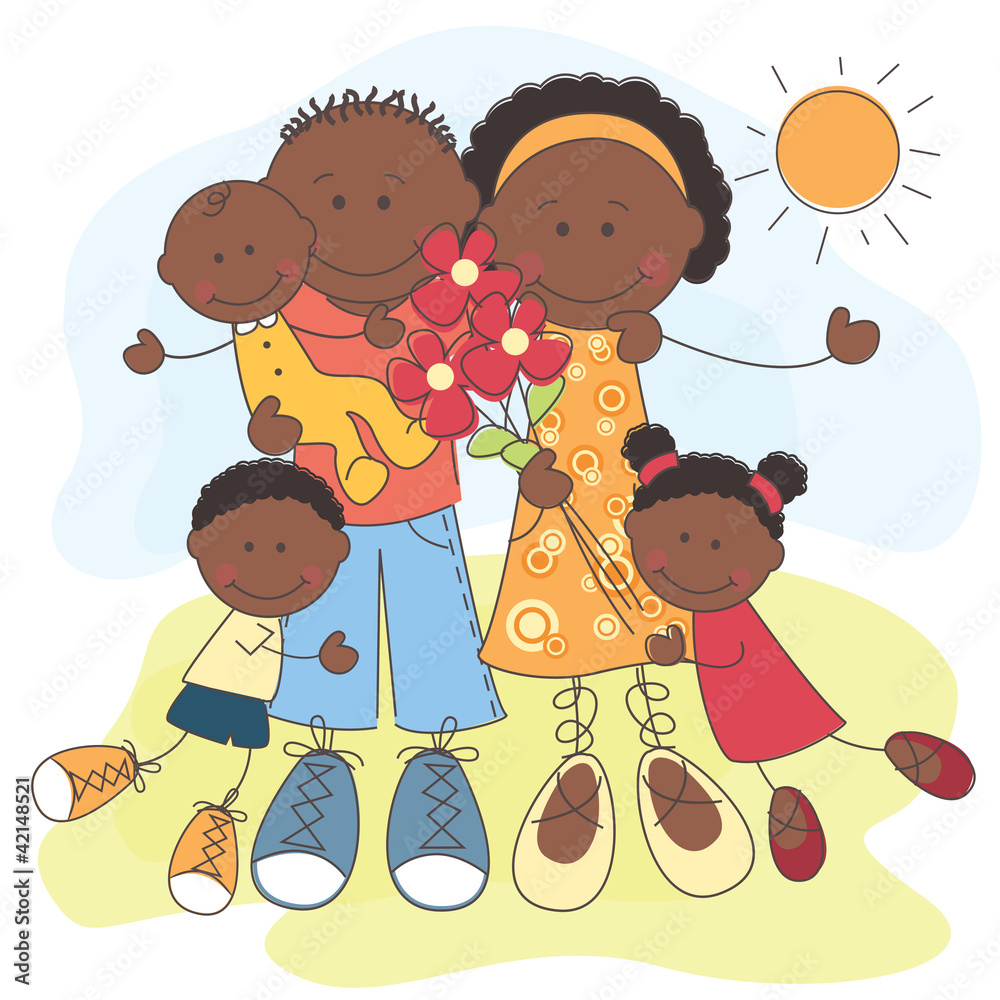 Happy African American Family. Stock Vector | Adobe Stock