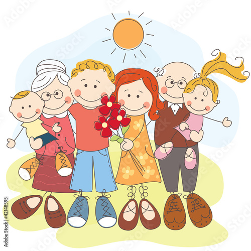 Vector illustration of generation happy family