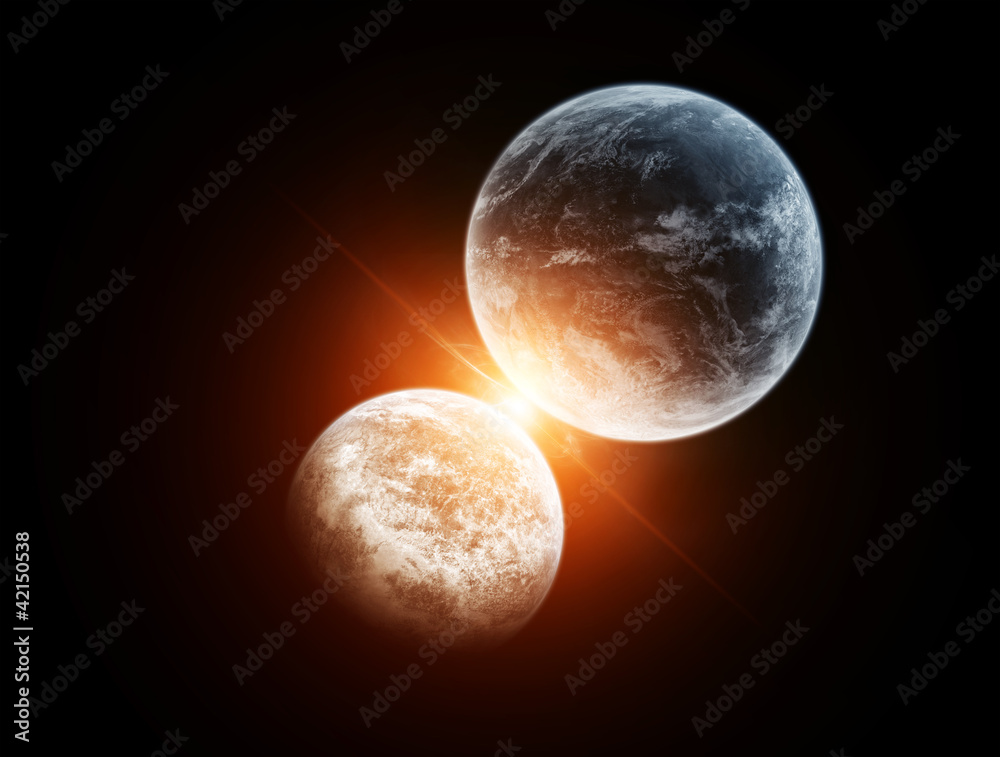 Illustrazione Stock kiss between two in Space Adobe Stock