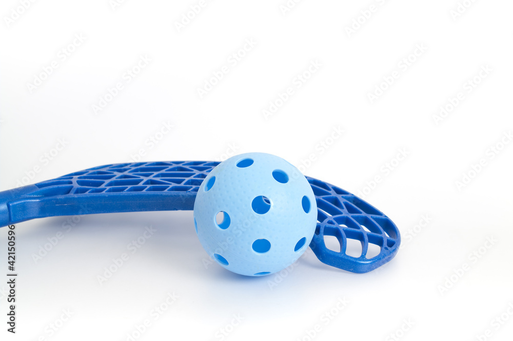 Obraz premium floorball stick with ball isolated on white background