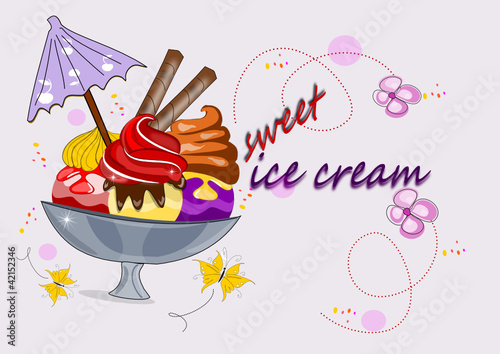 Eis, Eisbecher Illustration