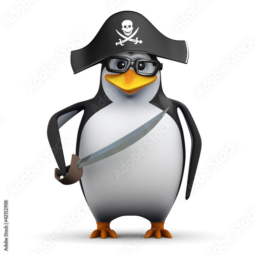 3d Penguin in glasses dressed as a pirate © Steve Young