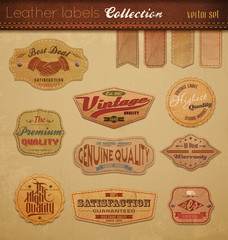 Store enrouleur Poster vintage Collection étiquettes cuir brun style ancien  © blinkblink