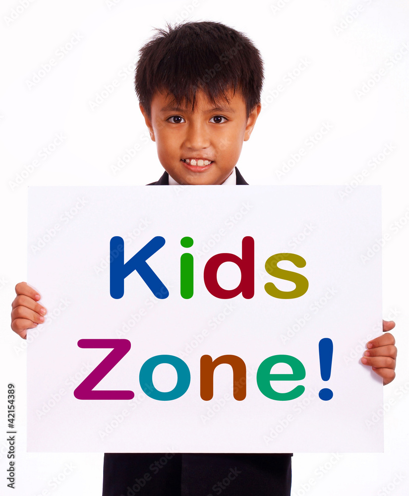 Kids Zone Sign Shows Children's Play Area Kids Zone Sign Shows Children's Play Area