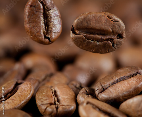 falling coffee beans macro
