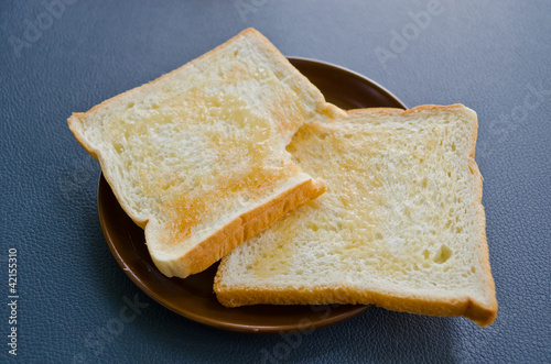 slice bread on dish for breakfast