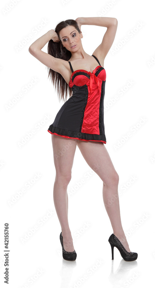 Girl with high heels and red sexy outfit Girl with high heels and red sexy outfit