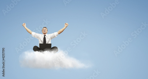 successful businessman in the cloud