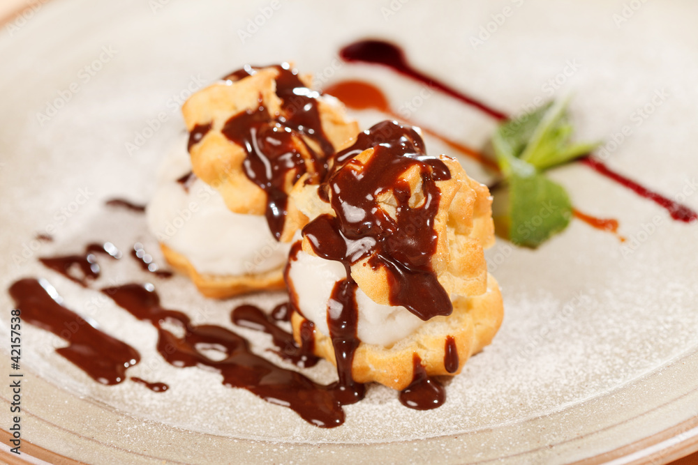 profiteroles with ice cream profiteroles with ice cream