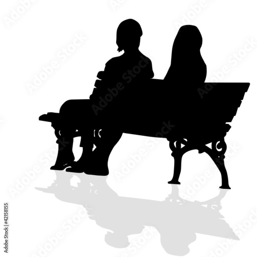 couple sitting on a bench vector silhouette