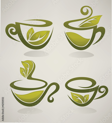 herbal tea, vector collection of cups