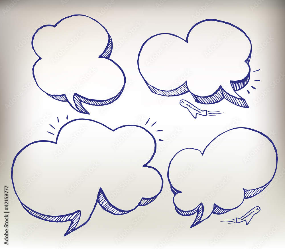 Obraz premium Sketch doodle speech cloud illustration set