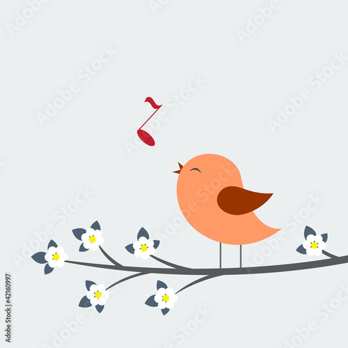 Cute bird sings