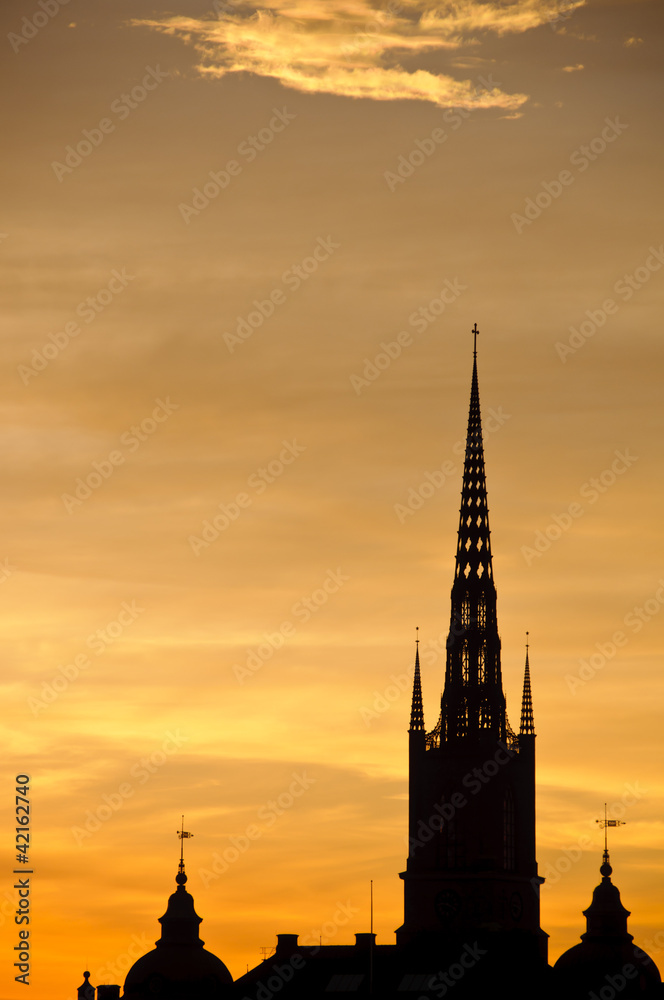 Stockholm cityscape at sunset