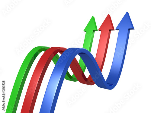 curved colored arrows on wh...