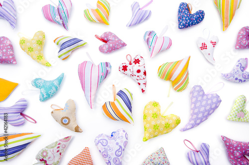 Viele Bunte Stoffherzchen