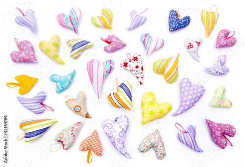 Viele Bunte Stoffherzchen