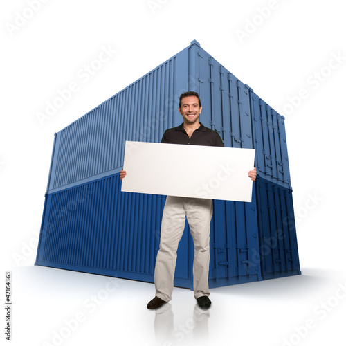 Man with a message and carg...