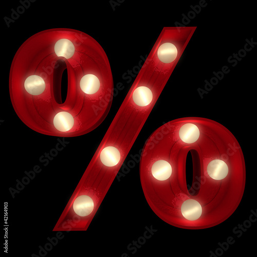 Glowing percentage sign on ...