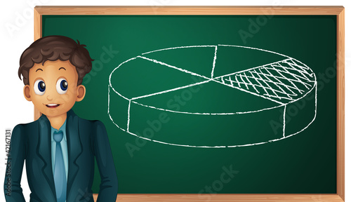 Businessman and blackboard