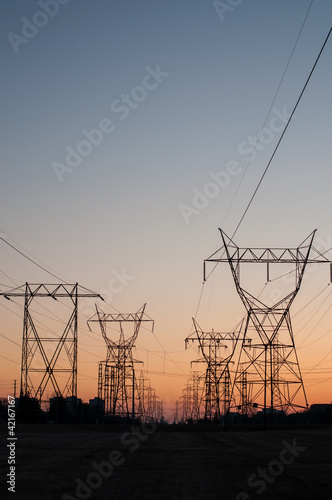 Wallpaper Mural Electrical Transmission Towers (Electricity Pylons) at Sunset Torontodigital.ca
