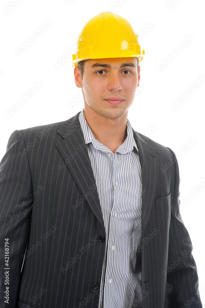Businessman in the construction helmet Businessman in the construction helmet
