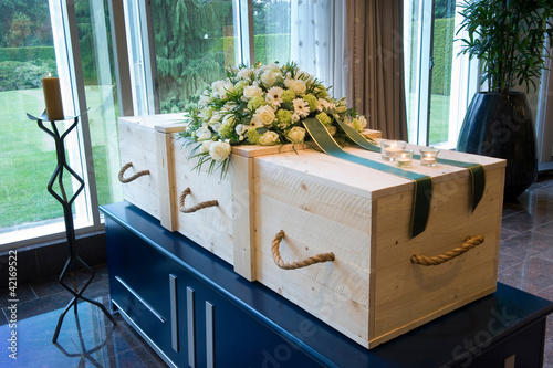 Coffin in crematory
