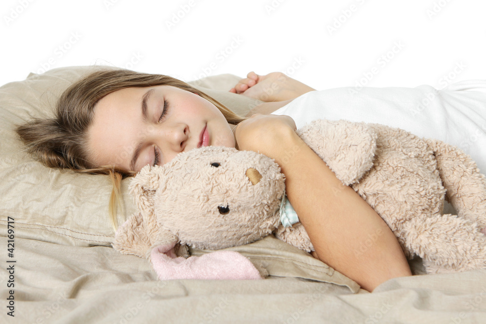 Enfant dort avec sa peluche Enfant dort avec sa peluche