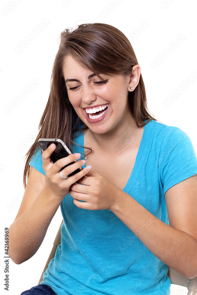happy girl texting happy girl texting