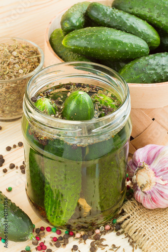 Homemade pickled cucumbers