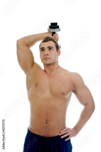 Bodybuilder showing his muscles